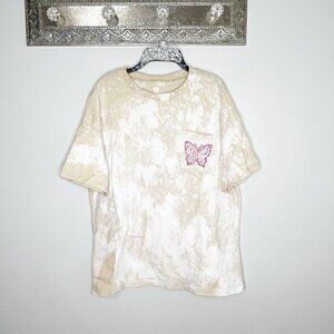 Custom Handmaid Tie Dye Bleached Tan Pink Boho Band Rock Tee Medium